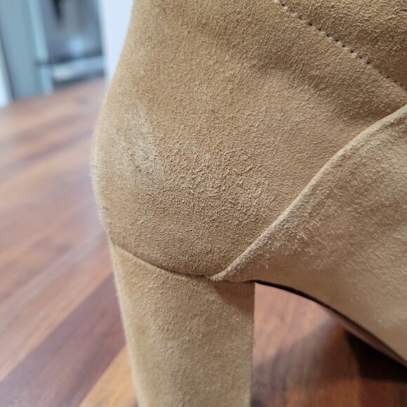 Banana Republic Knee High Tall Suede Slouchy Tan Heeled Boots Size 7 - Picture 10 of 13